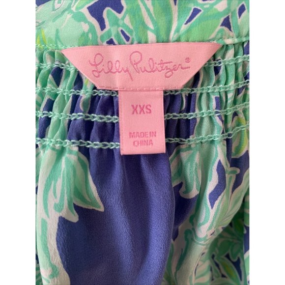 Lilly Pulitzer 100% Silk Top XXS Blue White Sleeveless Beautiful Buttons RARE - Picture 6 of 7